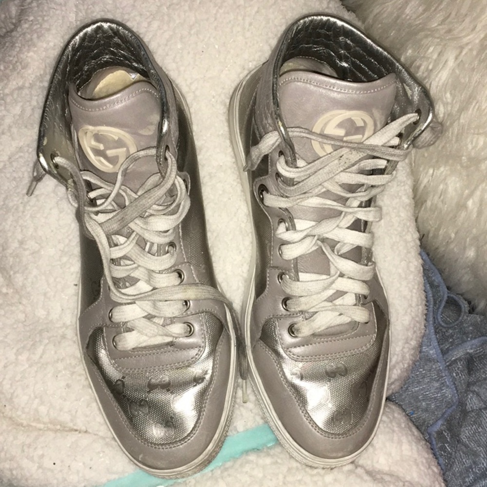 Silver Gucci high top shoes